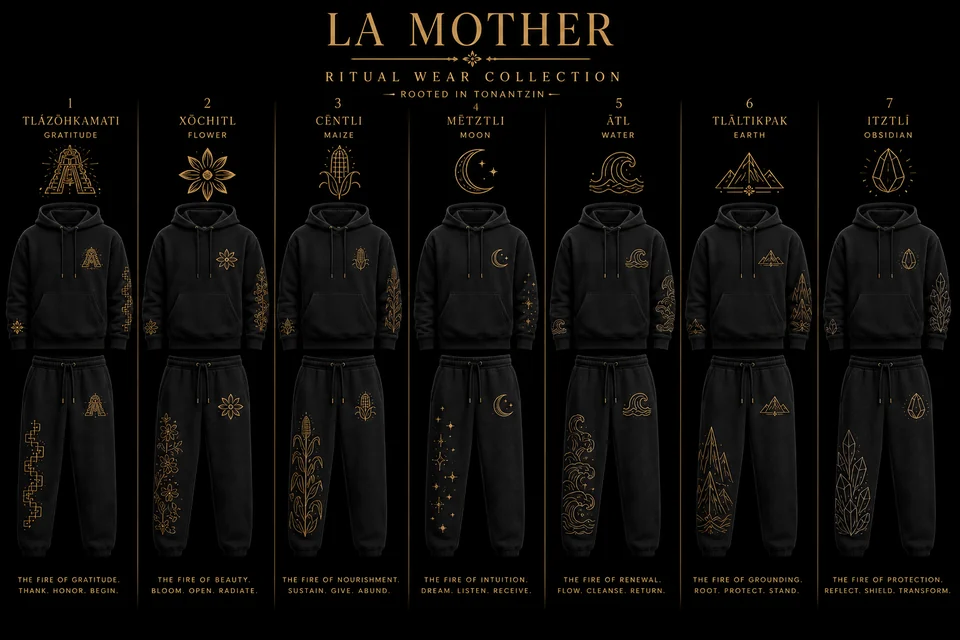 La Mother ritual apparel collection lineup artwork.